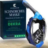 Khroom Schnorchelmaske für Erwachsene & Kinder von DEKRA geprüfte CO2 Sicherheit | Vollmaske Seaview X - Tauchmaske | Schnorchelausrüstung / Schnorchelset Alternative (L-XL, Blau)