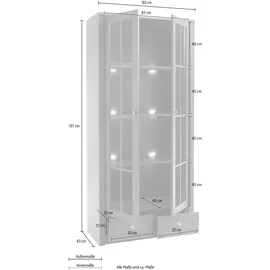 Home Affaire Vitrine Ascot 90 x 43 x 197 cm Grün