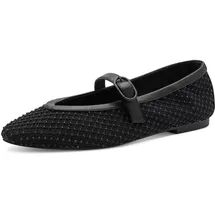 Marco Tozzi Damen Ballerinas weiches Feel Me Fußbett weiches Innenfutter Vegan Strap, schwarz 37 EU