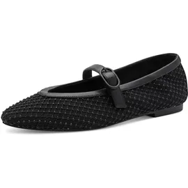 Marco Tozzi Damen Ballerinas weiches Feel Me Fußbett weiches Innenfutter Vegan Strap, schwarz 37 EU