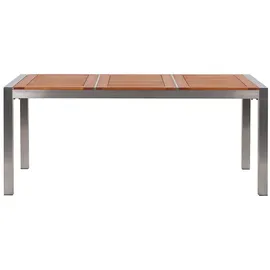 Beliani Gartenmöbel Set Eukalyptusholz 180 cm 6 Stühle Weiß GROSSETO