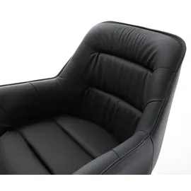 DeLife Freischwinger Kaira-Flex Echt-Leder Schwarz Freischwinger flach Edelstahl