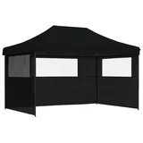 vidaXL Partezelt Faltbar Pop-Up 4,4 x 1,5 m inkl. 3 Seitenteile Schwarz
