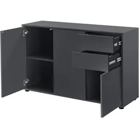 [en.casa] Kommode + Sideboard Paarl 117 x 36 x 74 cm mit 2 Schubladen und 3 Türen Dunkelgrau matt