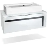 Vladon Waschbeckenunterschrank, Schwarz Hochglanz, Holzwerkstoff, 96x36x51 cm, Badezimmer, Badezimmerschränke, Waschbeckenunterschränke