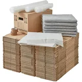 Umzugskomplettpaket 3 bis 4 Zimmer-Wohnung 100 m2 (75 x Umzugskarton 3 x Luftpolsterfolie 2 kg Seidenpapier 2 x Klebeband 6 x Möbelpackdecke) SET