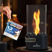 GLANZFEUER® Tischkamin - Premium Bio Ethanol Tischkamin - Tischfeuer Outdoor & Tischfeuer Indoor - Hochwertiger Bioethanol Tischkamin Outdoor für besonderes Ambiente - Tisch Feuer Ethanol Kamin