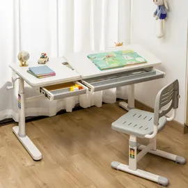[en.casa] Kinderschreibtisch Sauda 120x60 cm Grau