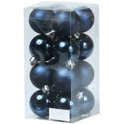MARELIDA Christbaumkugeln Weihnachtskugeln bruchfest 4cm dunkelblau 16er Set