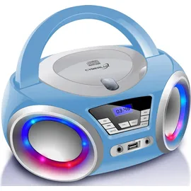 Cyberlux CD-Player mit LED-Beleuchtung | Kopfhöreranschluss | Tragbares Stereo Radio Blau