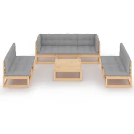 vidaXL 8-tlg. Garten-Lounge-Set mit Kissen Kiefer Massivholz grau