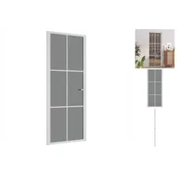 vidaXL Innentür 83x201,5 cm Weiß ESG-Glas und Aluminium