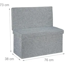 Relaxdays Sitzhocker mit Lehne Leinen 73 x 76 x 38 cm Grau