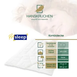 HANSKRUCHEN GmbH HANSKRUCHEN® Daunendecke 135x200 cm Ganzjahresdecke waschbar Allergiker Steppdecke atmungsaktiv Kassettendecke weiß - Weiß
