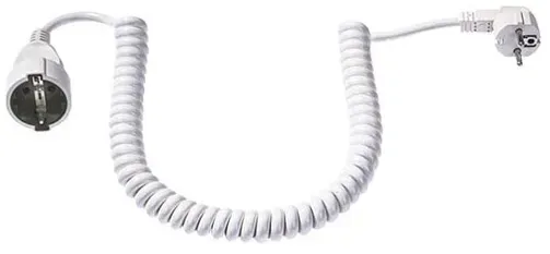 Bachmann Schuko-Spiralverlängerung, YMHY-J 3G1,5 mm2, weiß - 0,5 Meter / 2 Meter