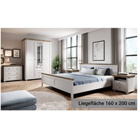 Lomadox Schlafzimmer Komplett Set Landhausstil EPSOM-83 Doppelbett Liegefläche 160