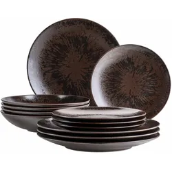 Mäser Tafelservice, Keramik Metallic Bronze Schwarz, Braun