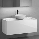 neoro n50 Unterschrank B: 120 cm mit 1 Auszug, Waschtisch Ø 40 cm weiß matt, B: 120.5 BN0064WM+BN0434WH+BN0404C1