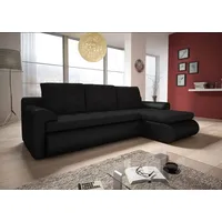 Ecksofa Santi - Polsterecke L-Form, Schlafsofa mit Bettkasten, Sofa mit Schlaffunktion, Couch (Schwarz + Schwarz (Madryt 1100 + Berlin 02), Ecksofa... - Schwarz