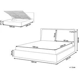 Beliani Bett mit Bettkasten Beige Textil, 160x200 cm