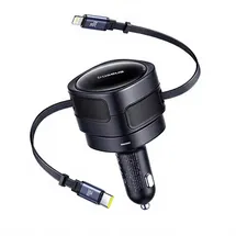 Baseus Enjoyment Max Autoladegerät mit USB-C+Lightning Kabel 60W Schwarz