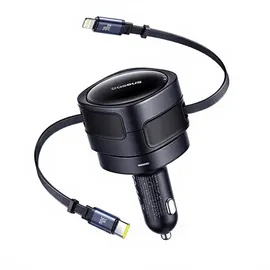 Baseus Enjoyment Max Autoladegerät mit USB-C+Lightning Kabel 60W Schwarz