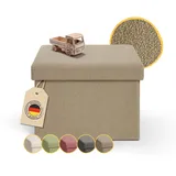 Laleni Sitzbank mit Stauraum - Truhenbank mit Stauraum 41x31 cm - Sitztruhe mit Stauraum - Sitzwürfel - Aufbewahrungsboxen - Sitzbank klein - Spielzeug Aufbewahrung - Stauraum Hocker Teddy in Taupe