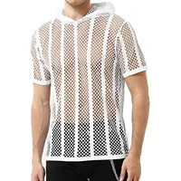 Casey Kevin Netzshirt Herren Transparent Kurzarm Sexy Mesh S