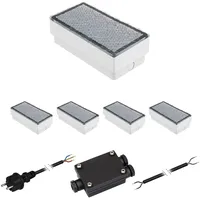Ledscom.de 5er-Set LED Pflasterstein CUS, IP67, 230V, 20x10x4cm, kaltweiß