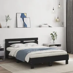 Bett mit LED-Beleuchtung Schwarz 120x200 cm – ohne Matratze