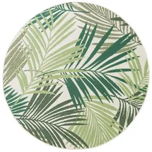 Paco Home In- Outdoor Teppich Flachgewebe Jungel Gecarvtes Florales Palmen Design grün, Grösse:Ø 200 cm Rund