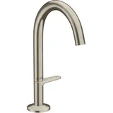Hansgrohe Axor One Waschtischarmatur Select 170 mit Push-Open Ablaufgarnitur Ausladung 140mm, Push-Open-Ablaufgarnitur, brushed nickel