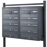 BITUXX Briefkastenanlage Grau 10 Fächer Dunkelgrau 10er Breit BITUXX®