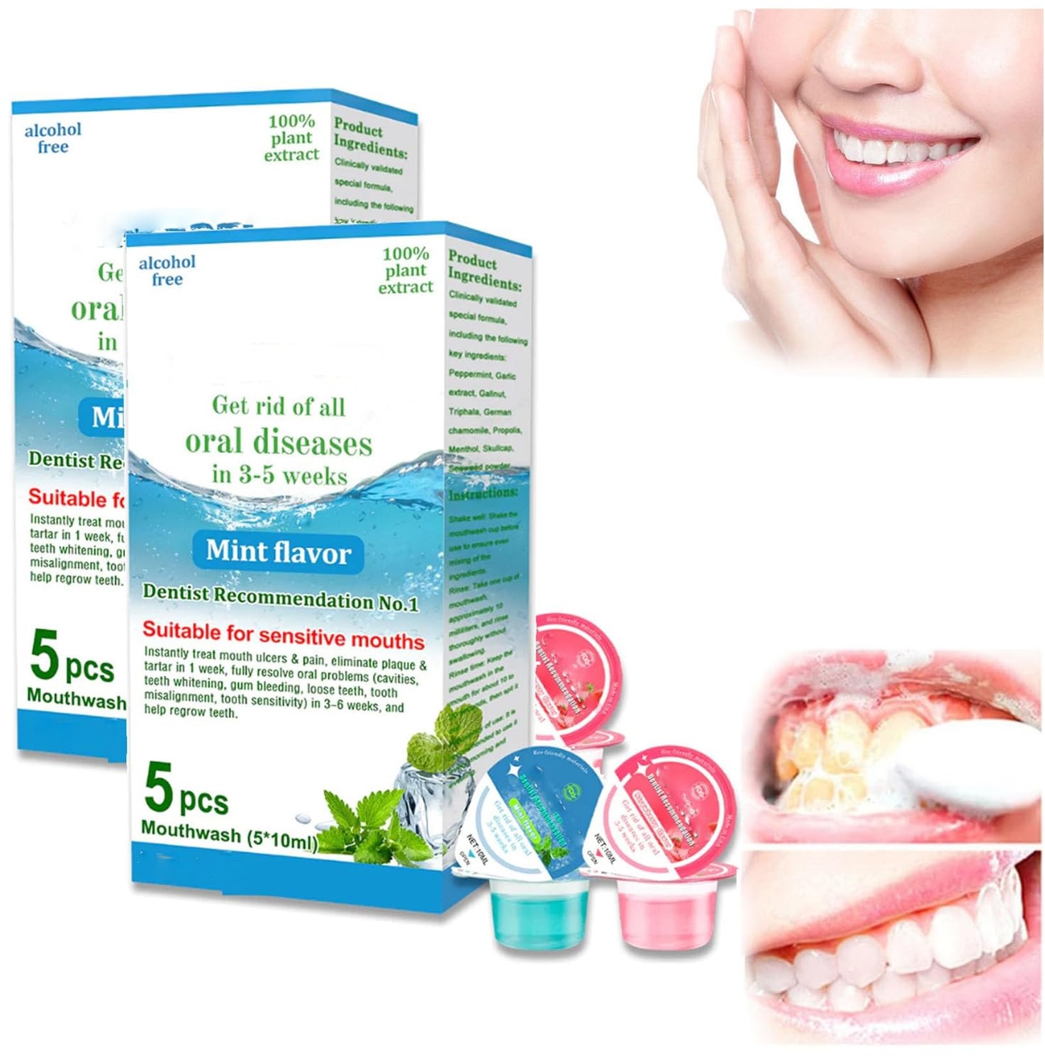 1/2/3 Box OralHeal Jelly Cup Mundspülung Restoring Tear and Mouth to Health, Clear Bad Breath and Clean Teeth (2 Box/10 Stück)