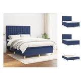 vidaXL Boxspringbett mit Matratze Blau 140x200 cm Stoff