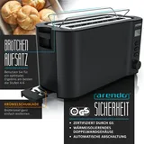 Arendo Toaster Edelstahl Langschlitz 4 Scheiben, integrierter Brötchenhalter, Bräunungsstufen 1-6, Brotzentrierung, automatisch Abschaltung, Display