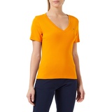Tommy Hilfiger Damen T-Shirt Kurzarm New Slim Cody V-Neck V-Ausschnitt, Orange (Rich Ochre), M