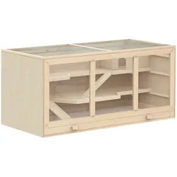 PawHut Hamsterkäfig Tannenholz, Kunststoff