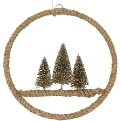 ECD Germany LED Jute Kranz Deko Weihnachtskranz Hängekranz Lichterkranz Weihnachtsdeko Timer