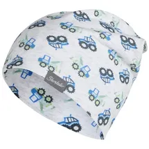 Sterntaler Beanie Baustelle – Bequeme Kindermütze aus Melange Jersey mit Baustellenfahrzeugen, Zwei Tragevarianten und UV-Schutz 50+, Lichtgrau, Größe 53 - 53