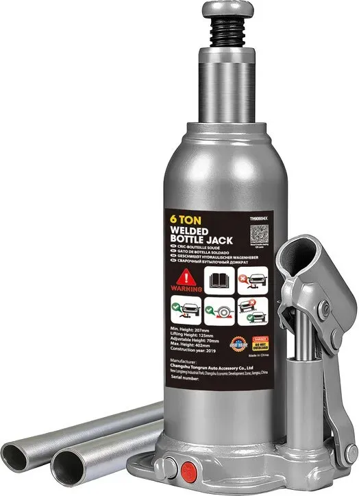 TCE 6t Schwerlast Vertikaler Hydraulikflaschenheber 207-402mm Geschmiedeter Stahlfuß Verchromter Kolbenstange mit Sicherheits-Überlaufventil zum Heben von SUVs Pickup-Trucks Leichten Lastwagen BIG RED TORIN