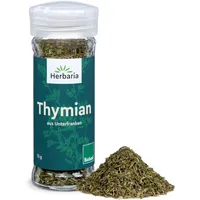 Herbaria Thymian bio 15g Streuer – Bio Thymian getrocknet und gerebelt in Bioland-Qualität – Bio-Kräuter - Bio-Gewürz – mediterrane Kräuter - Premium Bio-Qualität - im praktischen Glas-Gewürzstreuer