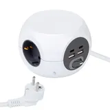 JIMEIDA Mehrfachsteckdose mit USB, 3 Fach Steckdosenleiste Steckdose mit 4 USB(2 USB A und 2 Type-C),5V/3.4A max,Steckerleiste