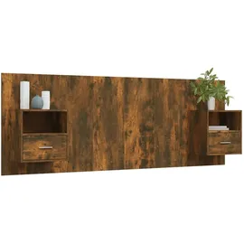 vidaXL Kopfteil mit Nachttischen Räuchereiche Holzwerkstoff