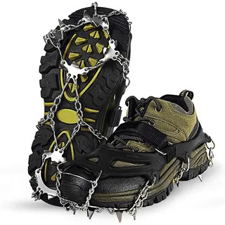 SHS-Yard Spikes für Schuhe GRÖßE 44-47 Schuhspikes, Schuhkrallen Steigeisen für Schuhe im Winter Steigeisen Grödel Eisspikes, Schuhkrallen mit Edelstahl Zähne Spikes Grödeln Klettern Bergsteigen Trekking