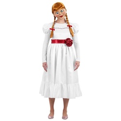 Smiffys Kostüm Annabelle Kostüm, Authentisches Kostümkleid der gruseligen Puppe aus dem Horrorfilm weiß