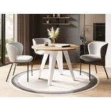 WFL GROUP Esstisch Glory Weiß im Industriestil - Modern, Rund - Ausziehbar von 100 cm bis 140 cm, Pulverbeschichtete Metallbeine - Craft Eiche