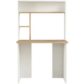 [en.casa] Schreibtisch Tópisa mit Regal 149x90x52 cm Eiche/Weiß