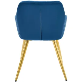 Woltu Esszimmerstuhl Samt Blau/Gold 4er Set