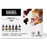 Liquitex 3699315 flüssige Professional Acrylfarben - Ink, Set - 6 Farben a 30 ml Tusche, metallische farben